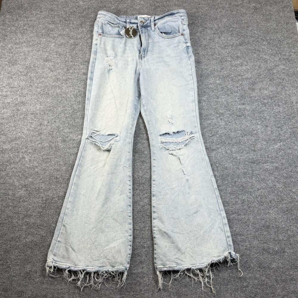 Regeneration by Celebrity Pink‎ Flower Flare Jeans Women's 9 Distressed - 32X29